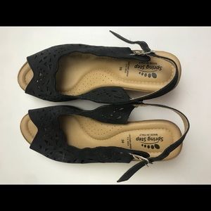 8/38 Leather Spring Step Wedge Peeptoe Sandals